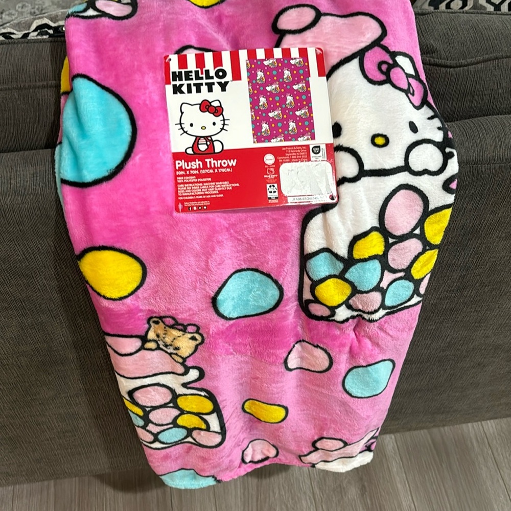Hello Kitty Pink Jar Blanket Rare 50x70 Plush Throw Cute Kawaii Sanrio Decor NWT